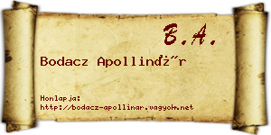 Bodacz Apollinár névjegykártya